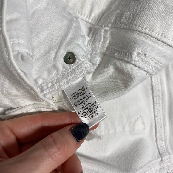 Loft Sz 10 White Denim Jean Shorts Mid-Rise Stretch Cuffed Hem 6" Inseam - Picture 12 of 13